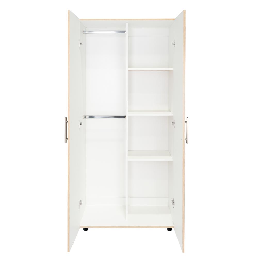 Closet Tera, Beige y Blanco, Dos Puertas Abatibles y Dos Tubos Cromados