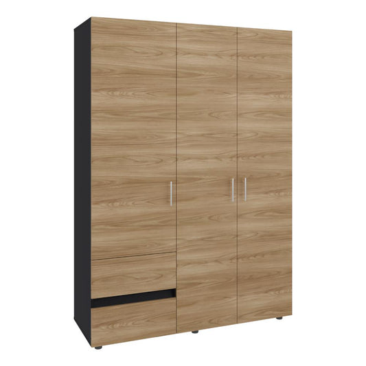 Closet Light 140, Fresno Europeo y Wengue, con tres puertas abatibles