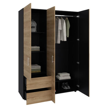 Closet Light 140, Fresno Europeo y Wengue, con tres puertas abatibles