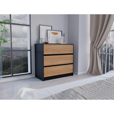 Comoda Tres Cajones FM 019N, Negro / Miel