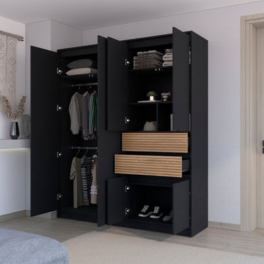 Closet Cuatro Puertas Dos Cajones Fm 016N Negro