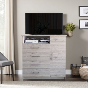 Organizador Barlovento, Gris y Blanco, con Cuatro Cajones y una Puerta