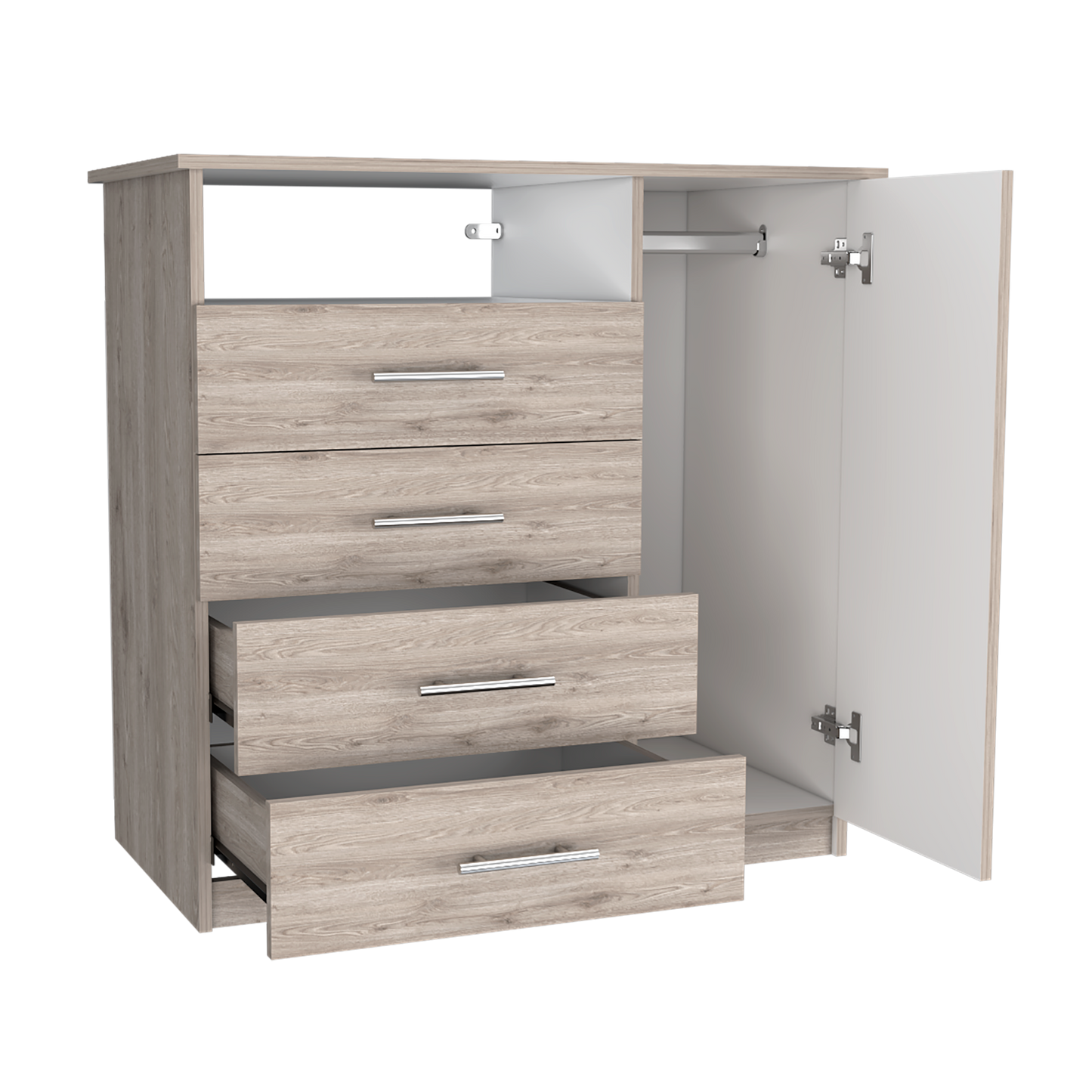 Organizador Barlovento, Gris y Blanco, con Cuatro Cajones y una Puerta