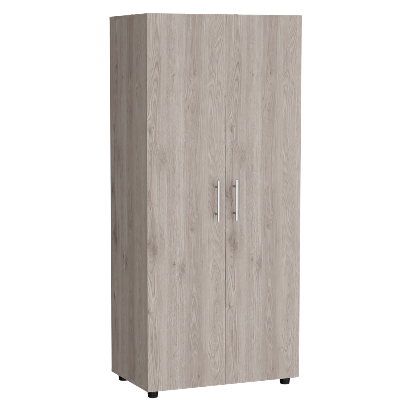 Closet Tera Ceniza y Blanco Vainilla, Dos Puertas Abatibles y Dos Tubos Cromados