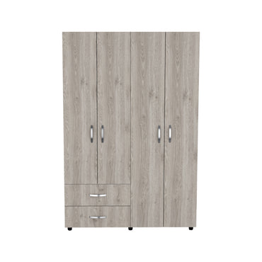 Closet Arkola, Humo y Blanco Duqueza, con Dos Cajones Organizadores y Cuatro Puertas Abatibles
