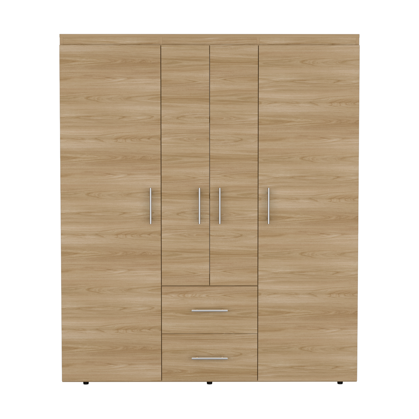 Closet Cuatro Puertas Dos Cajones, FM Furniture 020C, Café Claro