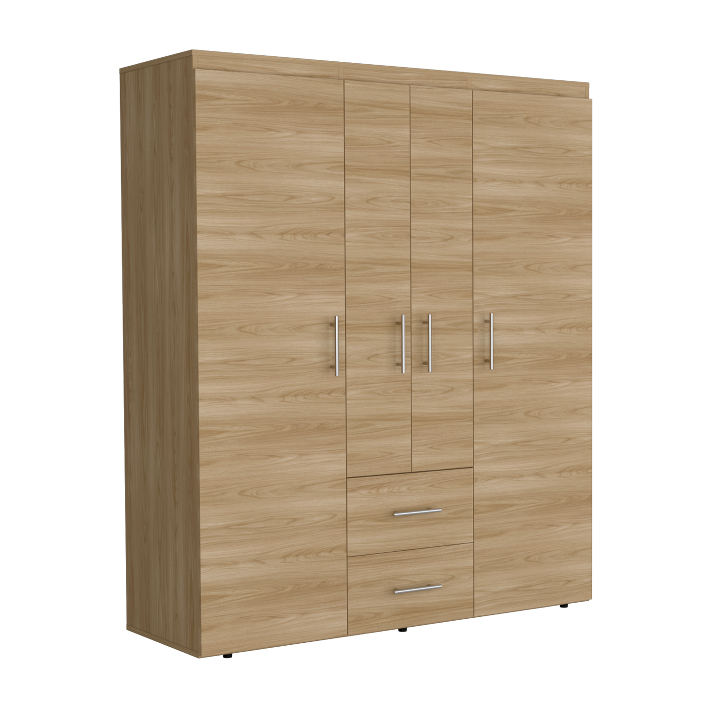 Closet Cuatro Puertas Dos Cajones, FM Furniture 020C, Café Claro