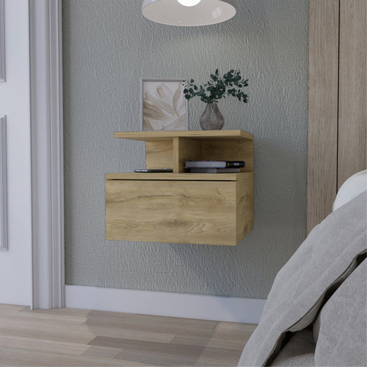 Velador Flotante Un Cajón, FM Furniture 007C, Cafe Claro