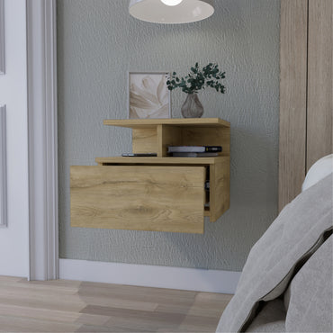 Velador Flotante Un Cajón, FM Furniture 007C, Cafe Claro