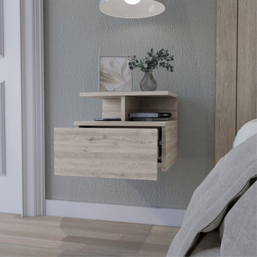 Velador Flotante Un Cajón, FM Furniture 007E, Beige