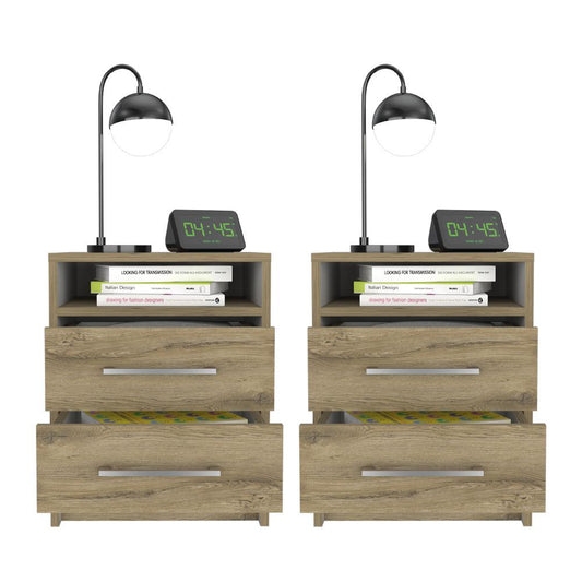 Velador Dos Cajones FM 020C, Café Claro