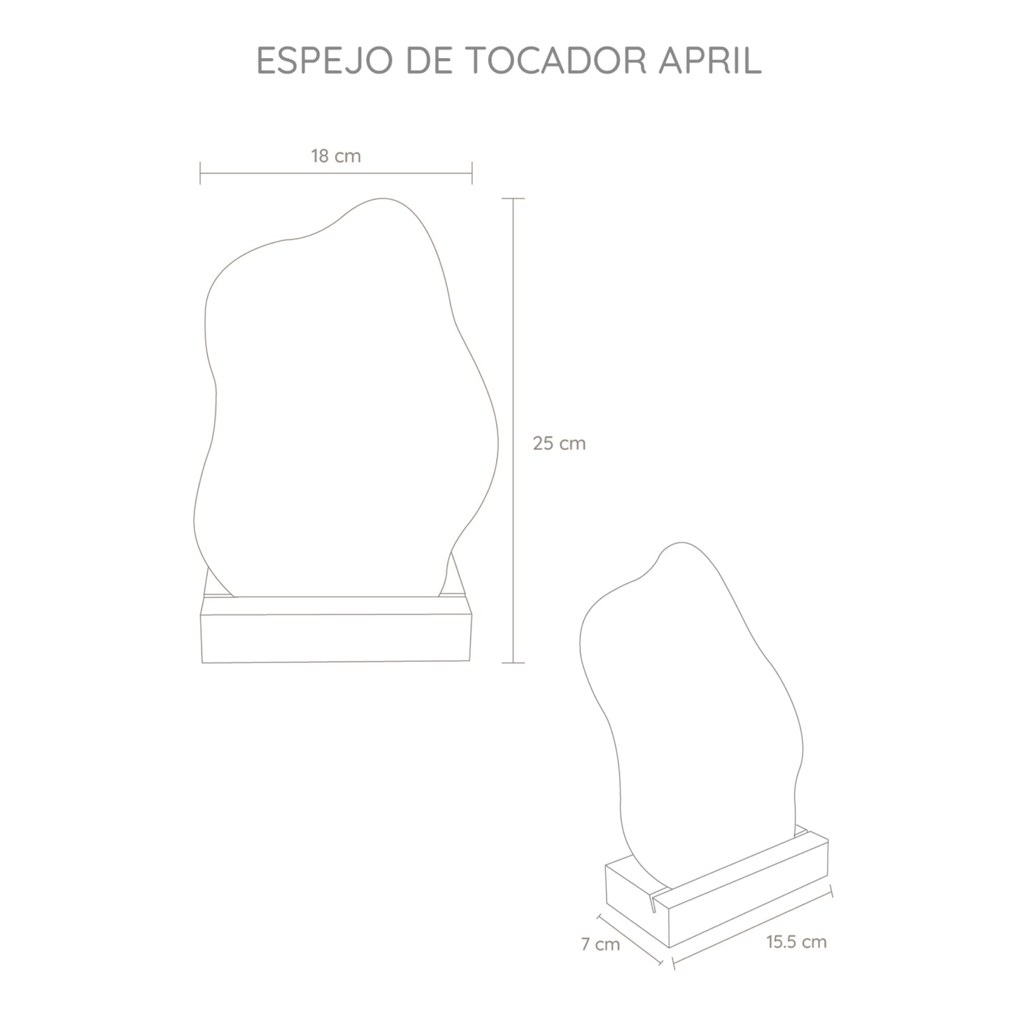 Espejo April, con Forma Irregular, Base Madera