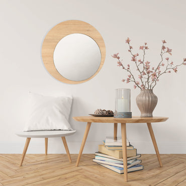 Espejo Ovalado Ary 60, Con Marco Madera