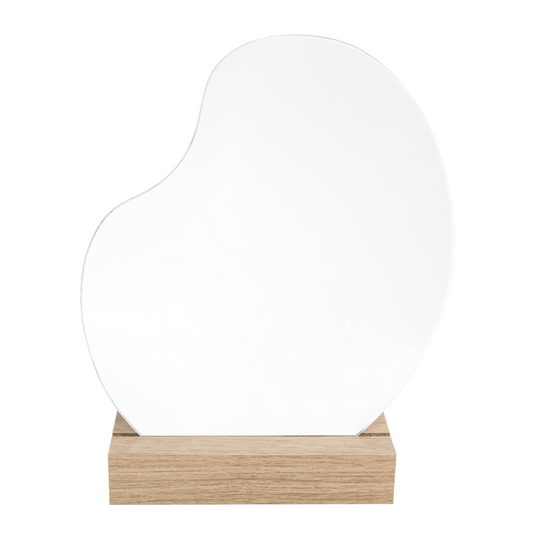 Espejo Bean, con Forma Semi Circular, Base Madera