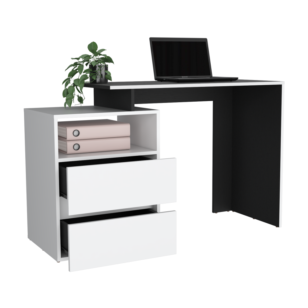 Escritorio Dos Cajones Fm 029N Negro Y Blanco