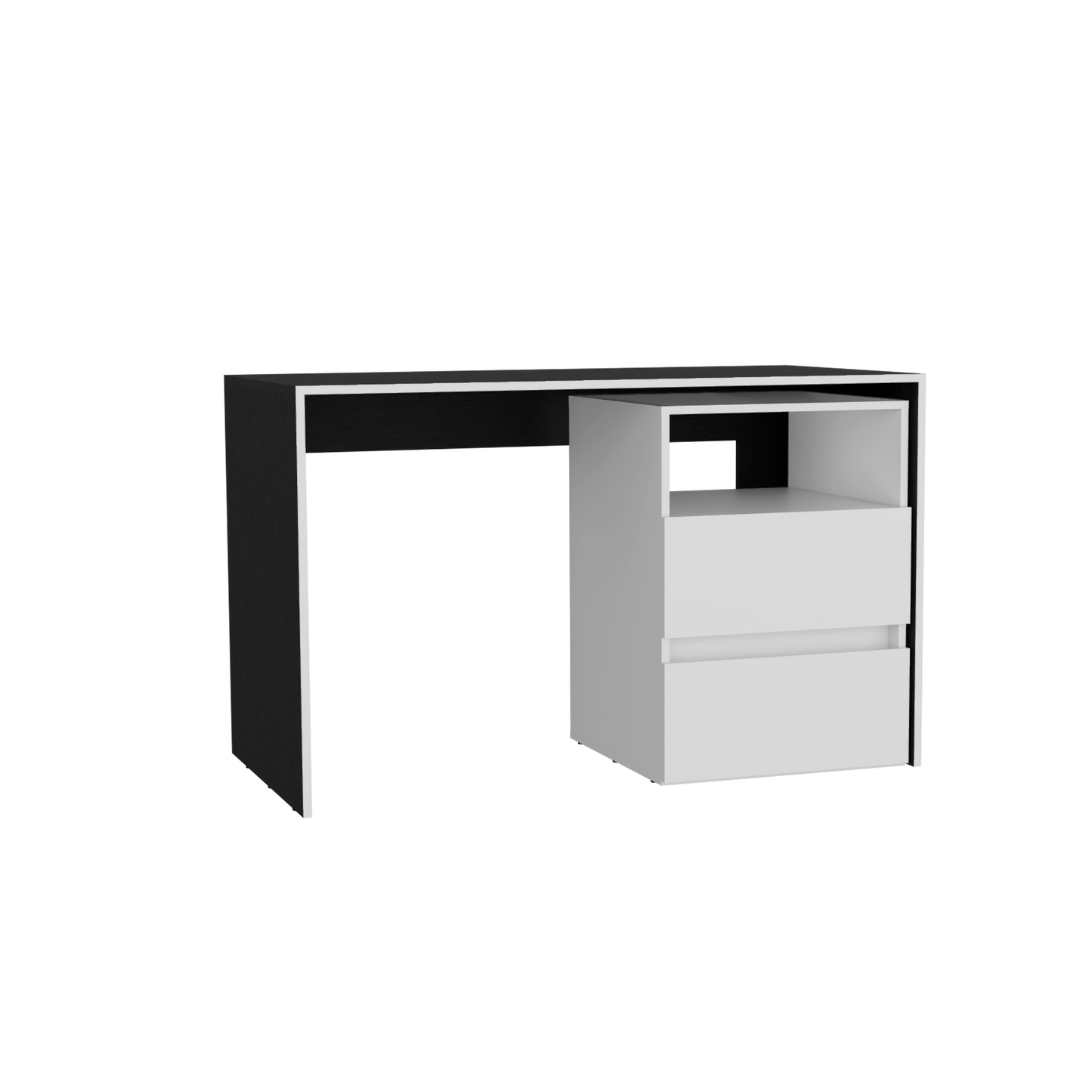 Mesa De Escritorio Rookie, Blanco y Wengue, amplio espacio de trabajo