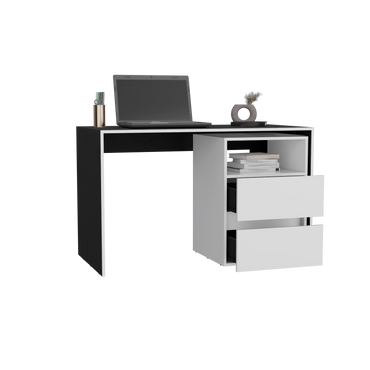 Mesa De Escritorio Rookie, Blanco y Wengue, amplio espacio de trabajo