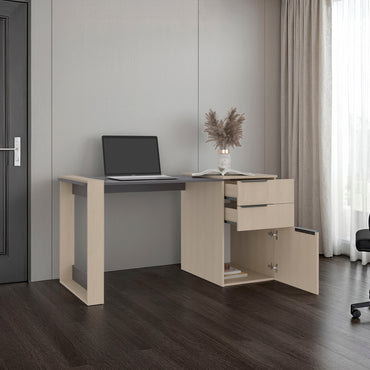Escritorio Recto Dos Cajones - Una Puerta Office W-142 , Cartagena Y Plomo (vista 2)