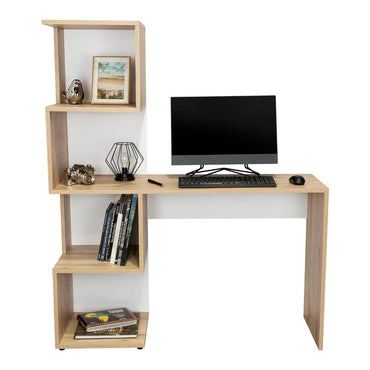 Escritorio Bibloteca, Café Claro Y Blanco