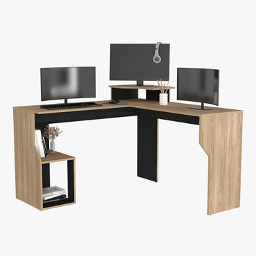 Escritorio En L Juanita, Color Fresno Y Wengue