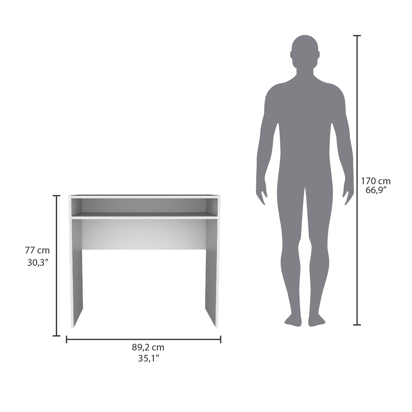 Escritorio Stella, Blanco, Con Una Repisa Y Amplio Espacio De Trabajo