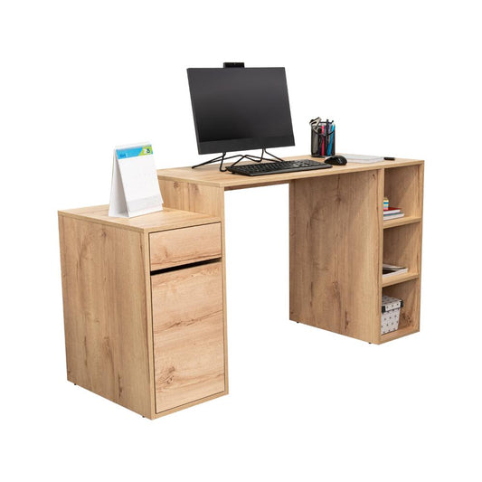 Escritorio Amik, Café Claro, con una puerta abatible