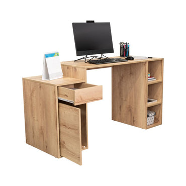 Escritorio Amik, Café Claro, con una puerta abatible