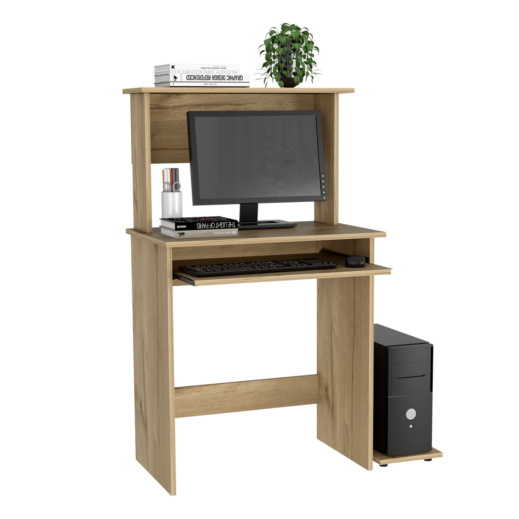 Escritorio Con Portateclado Y Base Para Cpu, FM Furniture 065C, Café Claro