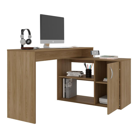 Escritorio En L Una Puerta, Fresno Europeo, con amplio espacio de trabajo