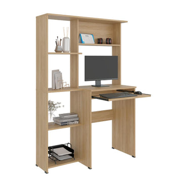 Escritorio Biblioteca Alden, Fresno Europeo, con entrepaños para colocar libros u objetos