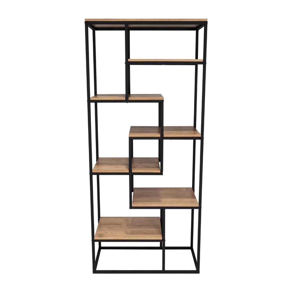 Estantería showy, Macadamia y Negro, Con entrepaños y Diseño Moderno