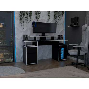Escritorio Gamer, FM Furniture 060N, Negro Canto Blanco