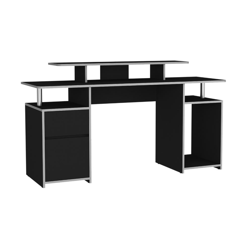 Escritorio Gamer, FM Furniture 060N, Negro Canto Blanco