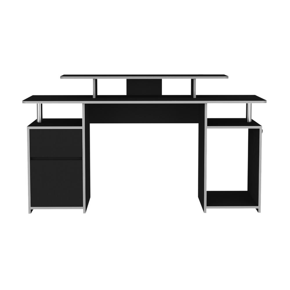 Escritorio Gamer, FM Furniture 060N, Negro Canto Blanco