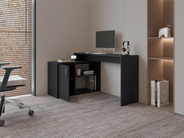 Escritorio En L Eco Una Puerta, Wengue, con amplio espacio de trabajo