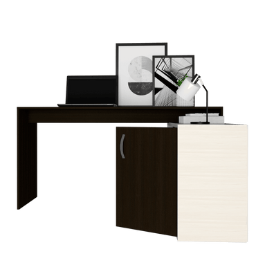 Escritorio en L Moscú color Wengue y Blanco Nevado para Oficina.