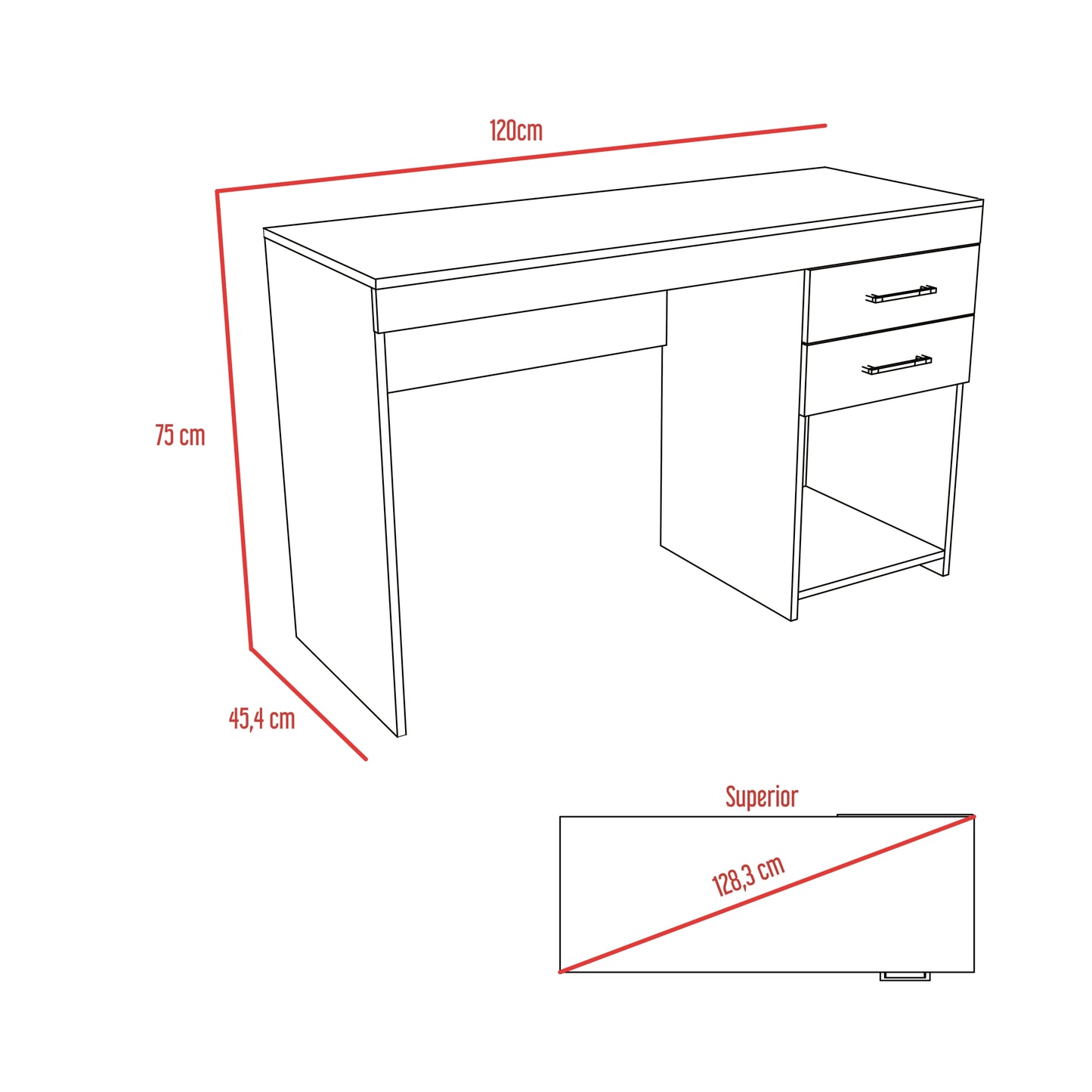 Escritorio Dos Cajones, FM Furniture 061B, Wengue