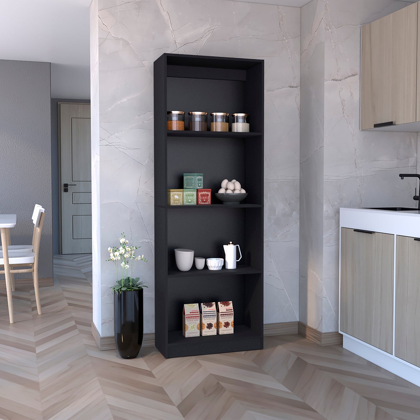 Estante E1Home, Wengue, con varios entrepaños