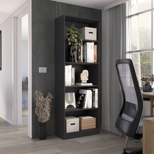 Biblioteca Estante 19, Con Cinco Repisas Melamina, FM Furniture Negro