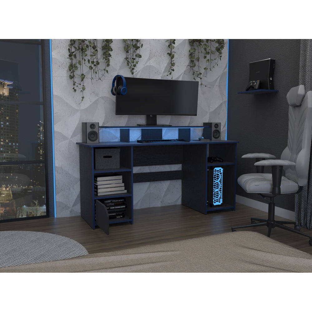 Escritorio Gamer Un Puerta Fm 045A Negro Y Azul