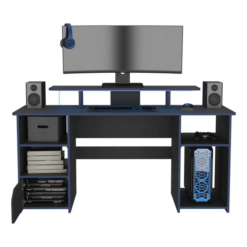 Escritorio Gamer Un Puerta Fm 045A Negro Y Azul