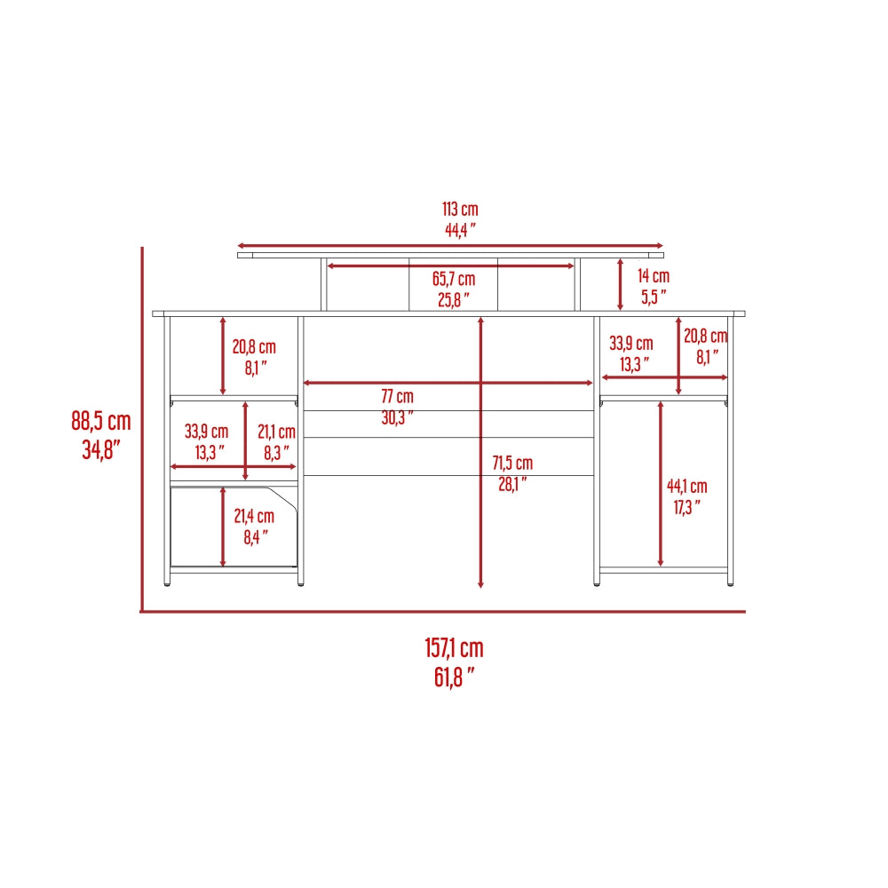 Escritorio Gamer Keria, Wengue y Canto, con varios entrepaños para colocar objetos