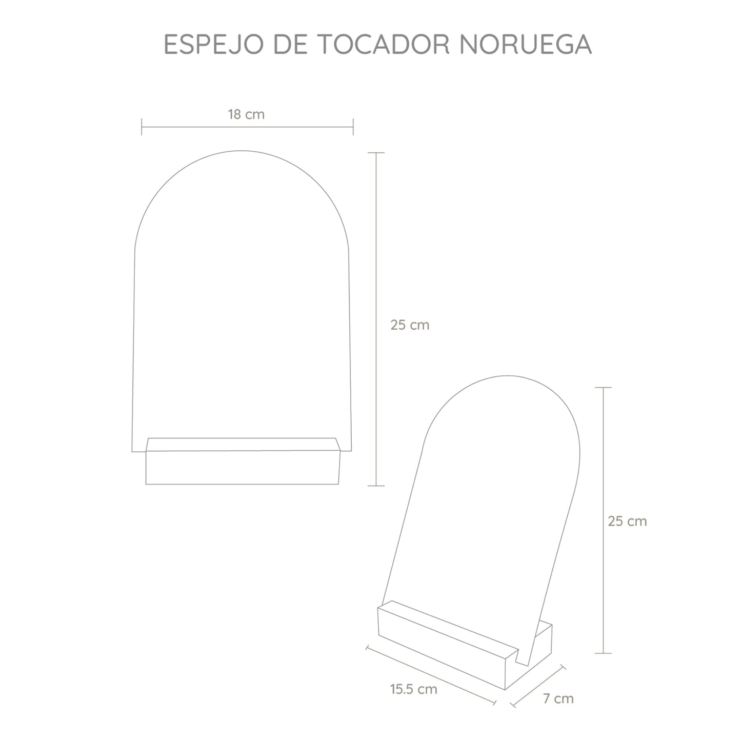 Espejo Noruega Superior Circular, Con Base De Madera