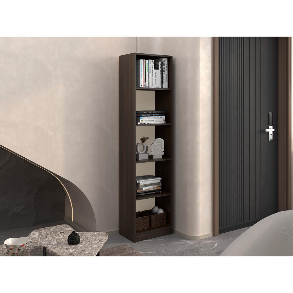 Biblioteca Up, Nogal y Toquilla, con espacio para libros y objetos decorativos