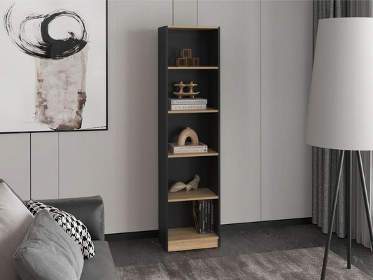 Biblioteca Home E2, Wengue y Fresno Europeo, con Cinco Entrepaños