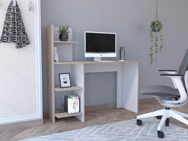 Escritorio Con Biblioteca Cuatro Repisas FM 067C, Café Claro