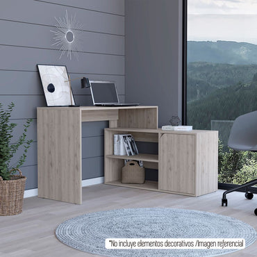 Escritorio Esquinero en forma de L Color Rennes Ceniza Para Oficina