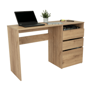 Escritorio Venus, Café Claro, con Dos Cajones Multiusos y Un Cajón Archivador Adicional - VIRTUAL MUEBLES