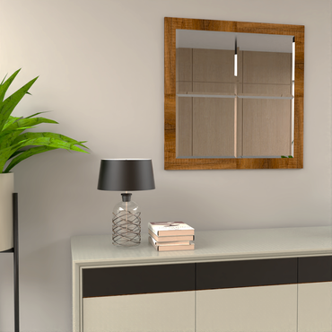 Espejo Olivo, con forma cuadrada
