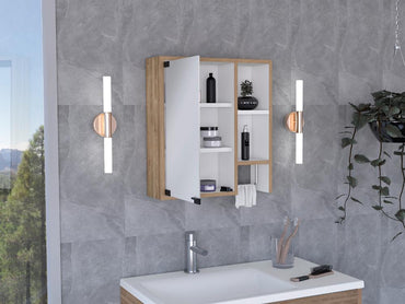 Botiquin Para Baño Martinica, Miel Y Blanco Con Espejo